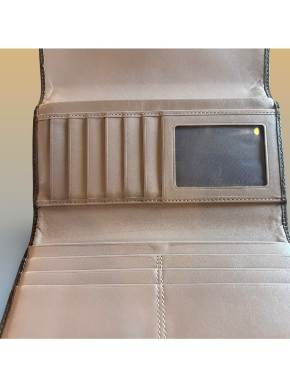 Coach Brown Leather Accordion Wallet With Card Slots ID Window & Zipper Pocket - Picture 7 of 9